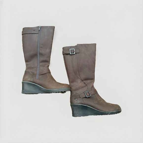 Keen Women’s Brown Mid-Calf Wedge Boots – Zip Up (Size 6.5 US) Fall Winter - Picture 4 of 11